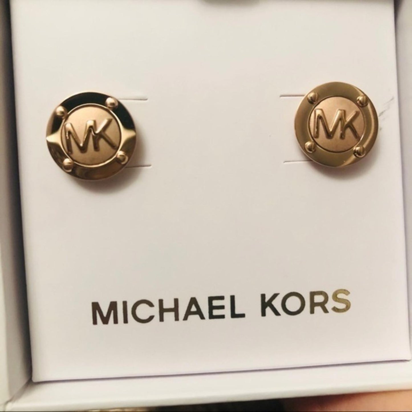 Michael Kors Rose Gold Logo Stud Earrings