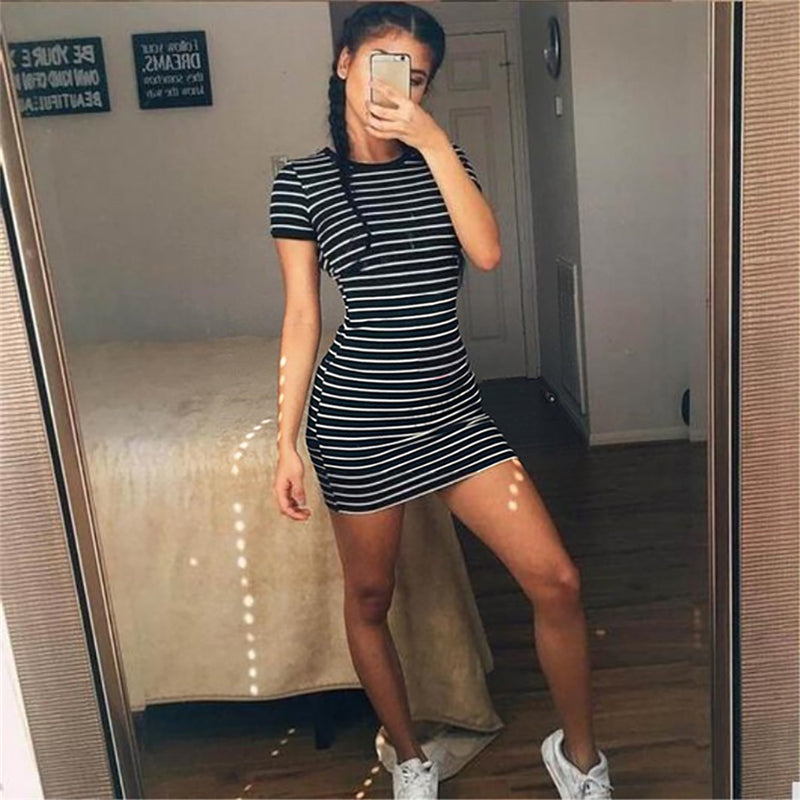 Short sleeve striped dress