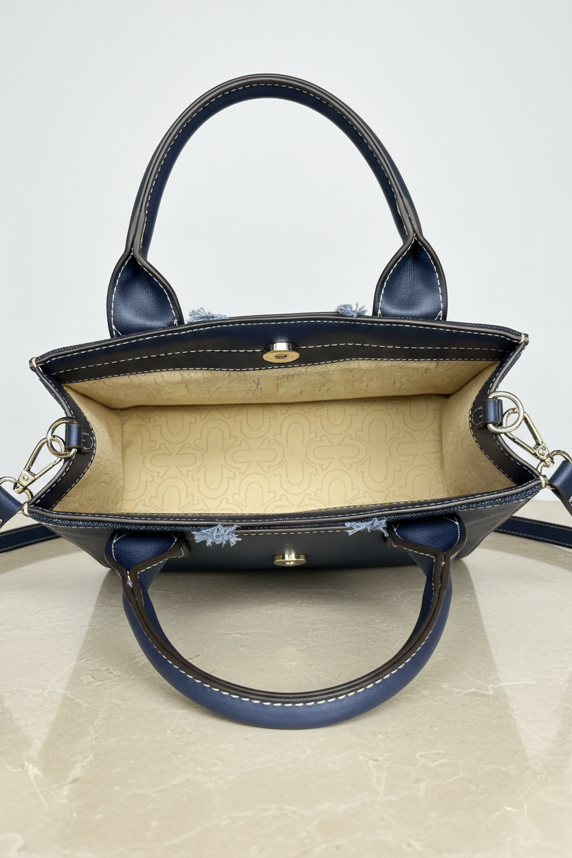 True Religion Patchwork Denim Satchel Bag