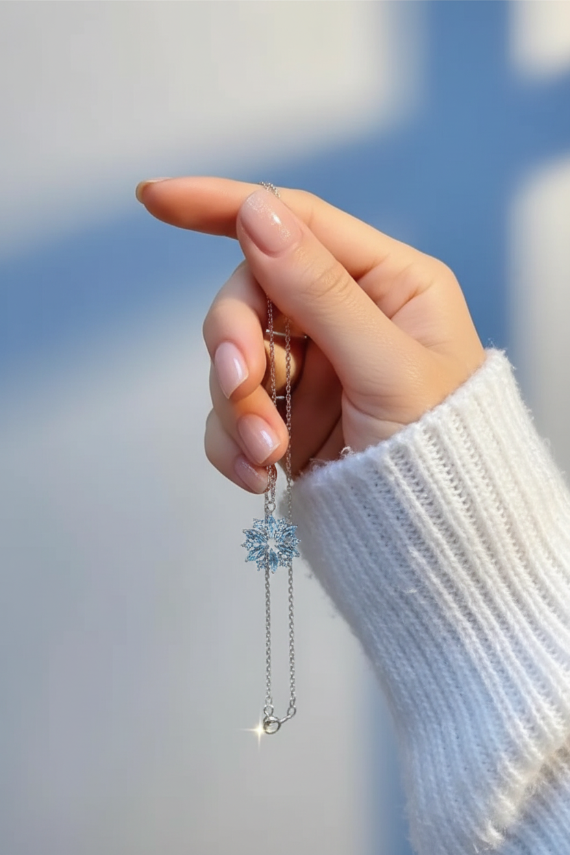 Elegant Snowflake Pendant Necklace in Silver