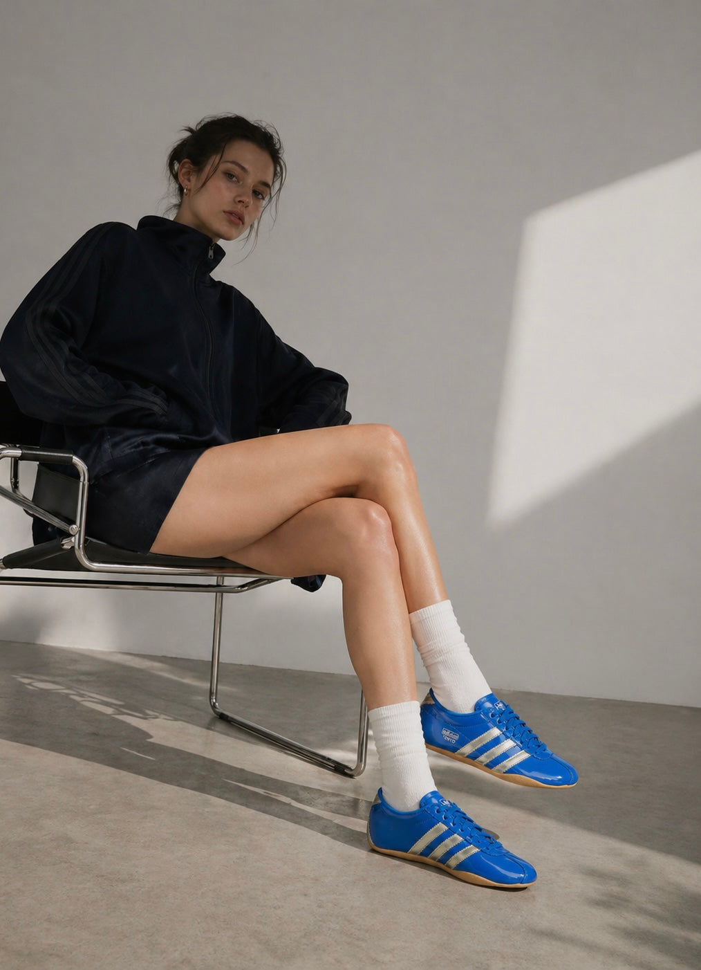 Adidas Tokyo Patent Leather Sneakers Blue & Silver