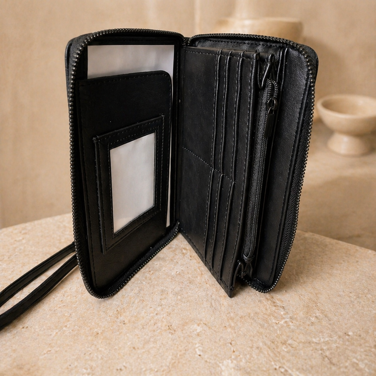 Betsey Johnson Gothic Zip Around Black Spider Wallet