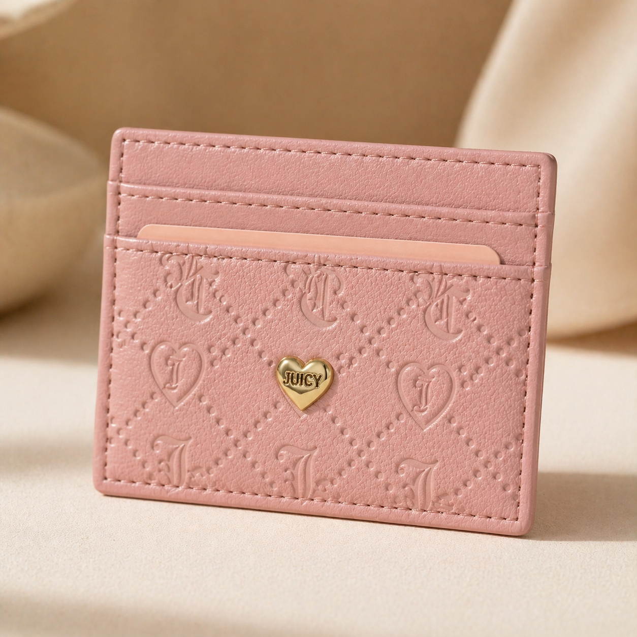 Juicy Couture Heart Faux Fur Crossbody Bag Taffy Pink Cardholder Set