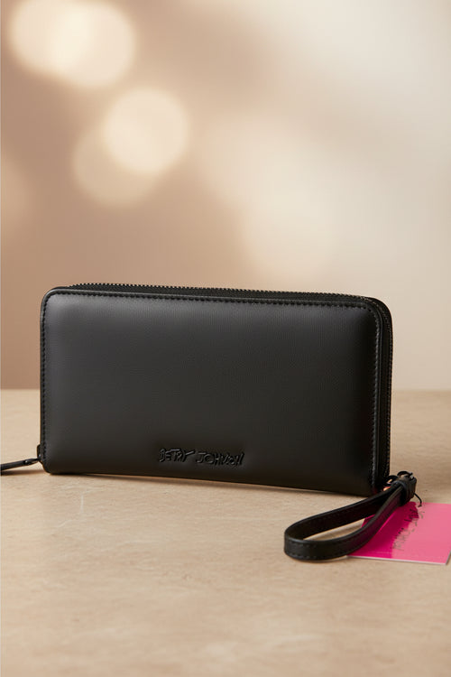 Betsey Johnson Gothic Zip Around Black Spider Wallet