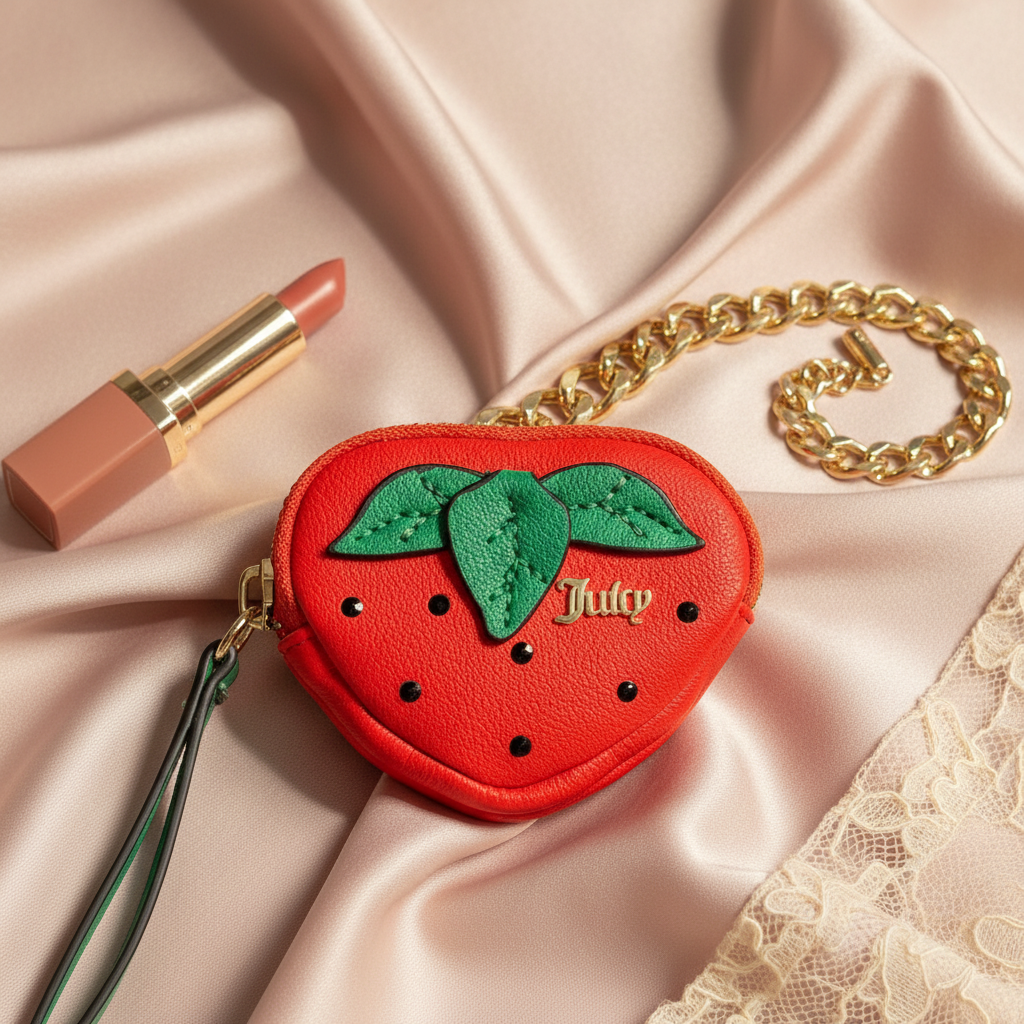 Juicy Couture “Sweet N Juicy” Strawberry Bowler Bag Black Purse