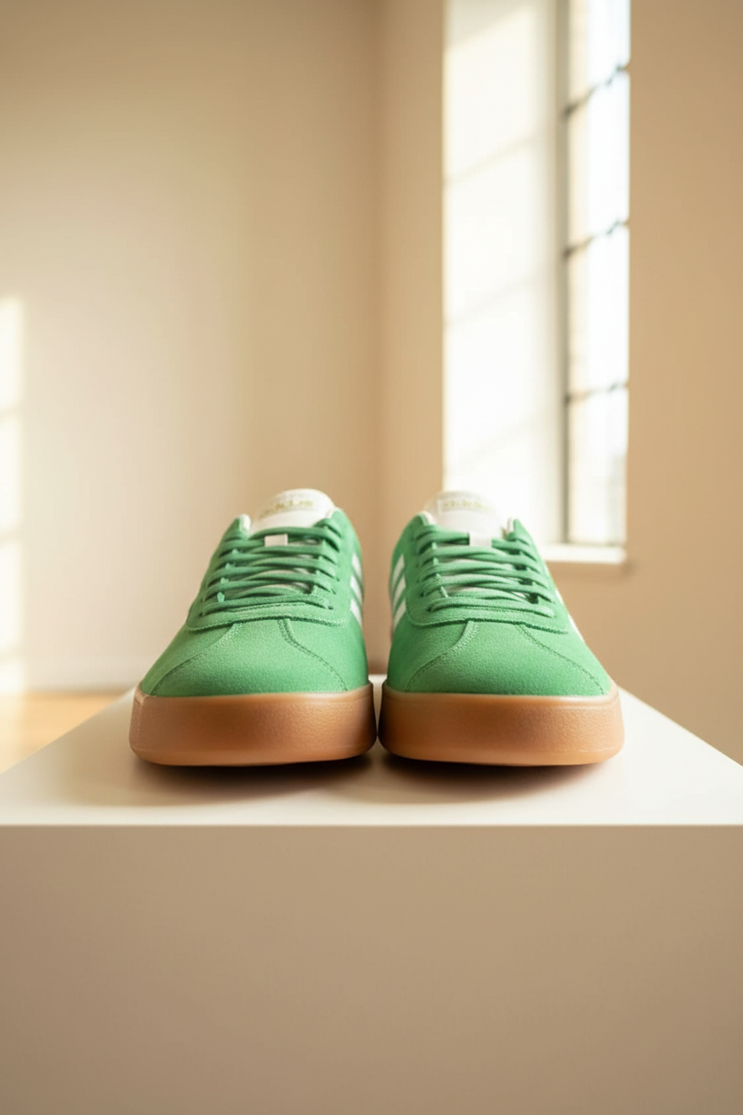 Adidas VL Court 2.0 Green Suede Sneakers Gum Sole 9.5