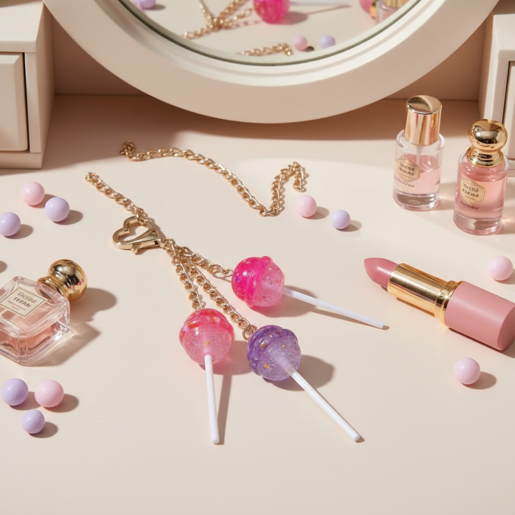 Lollipop Trio Glitter Candy Bag Charm