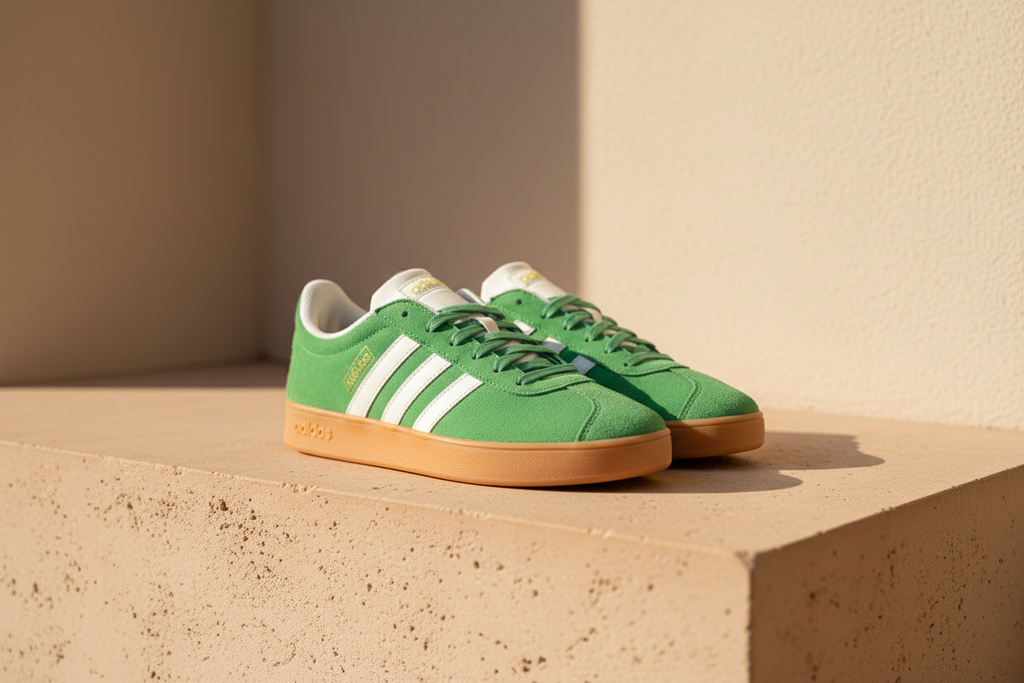 Adidas VL Court 2.0 Green Suede Sneakers Gum Sole 9.5