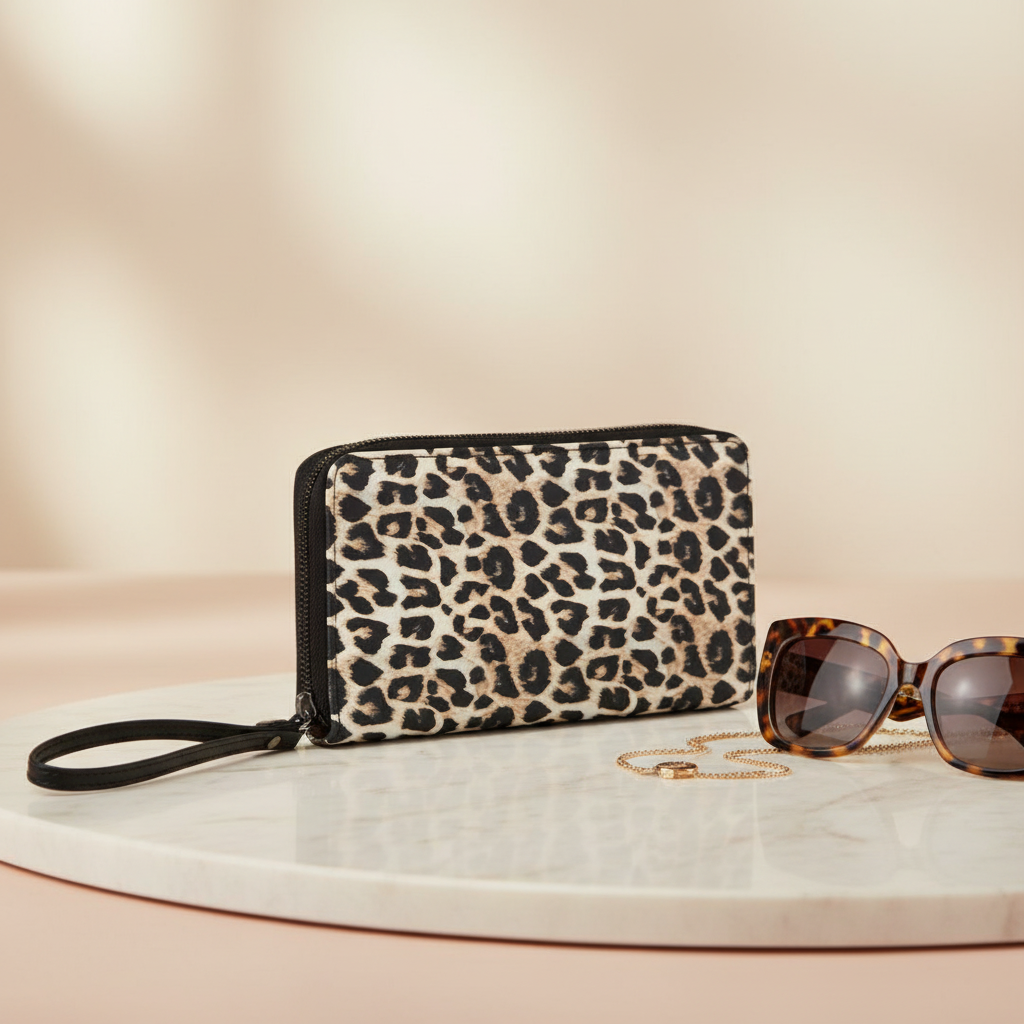 Ed Hardy Leopard Print “Love” Zipper Wristlet Wallet