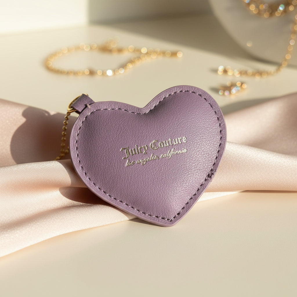 Juicy Couture Dusty Violet Velour Tote Bag with Rhinestone Logo and Bag Charm