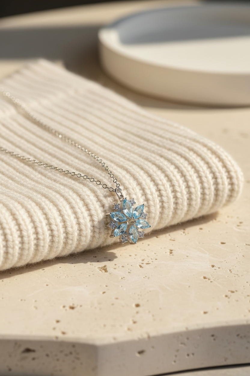 Elegant Snowflake Pendant Necklace in Silver